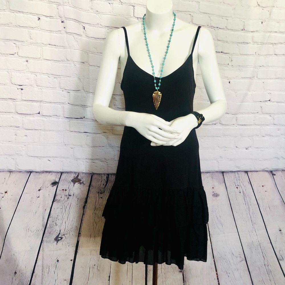Velvet by Graham & Spencer Black Tiered Ruffle Sundress Size Med